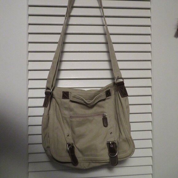 Mail Bag Tan with Adjustable Strap (Approx12x10 - Velcro Closure - Picture 1 of 8